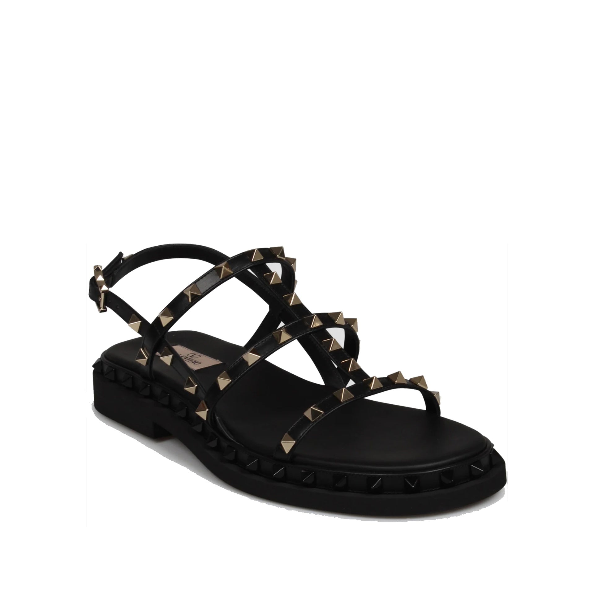 Valentino Garavani Rockstud Smooth Leather Flat Sandals - WOMEN SHOES - VALENTINO GARAVANI - T.Luxy