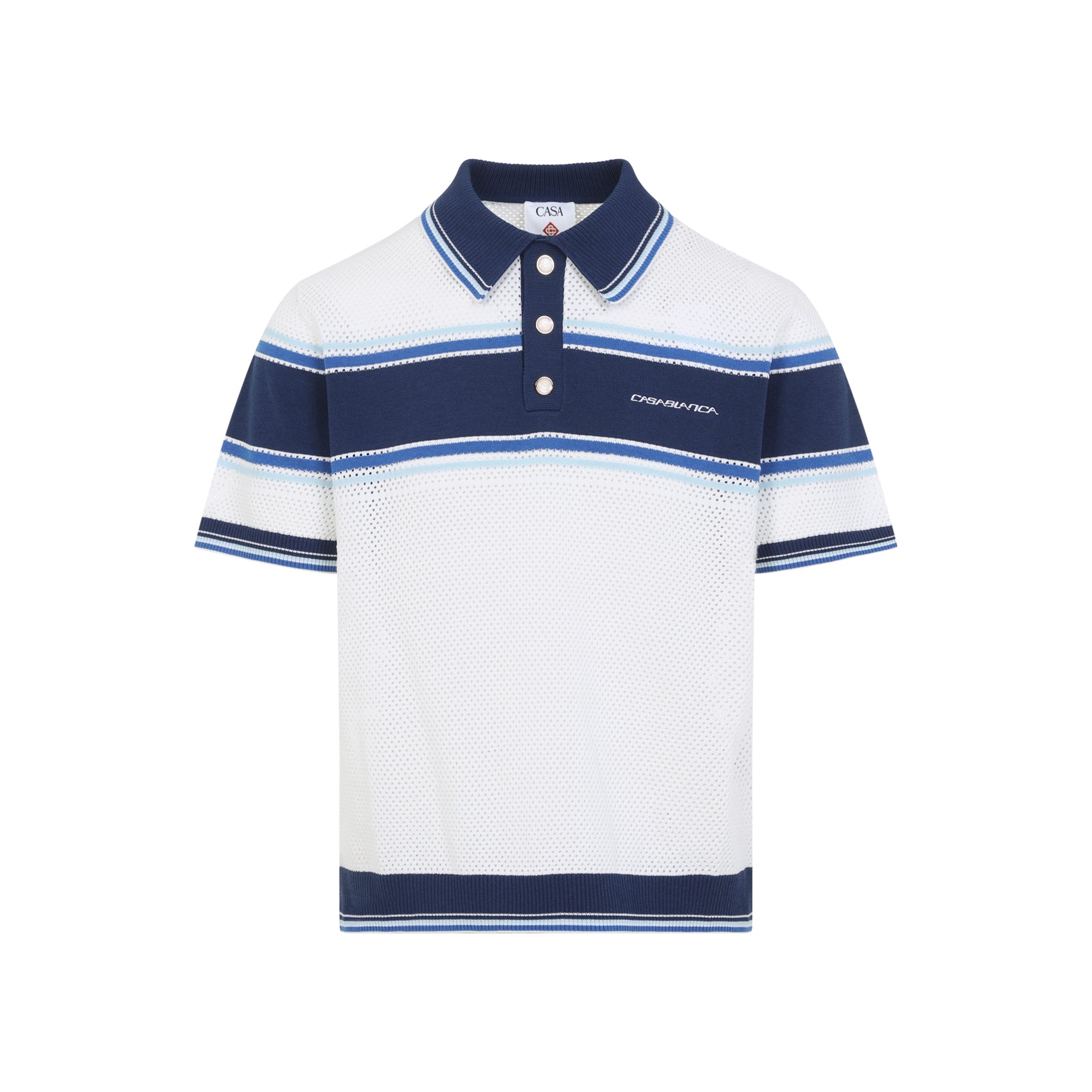 Casablanca Mesh Stripe Polo - MEN CLOTHING - Casablanca - T.Luxy