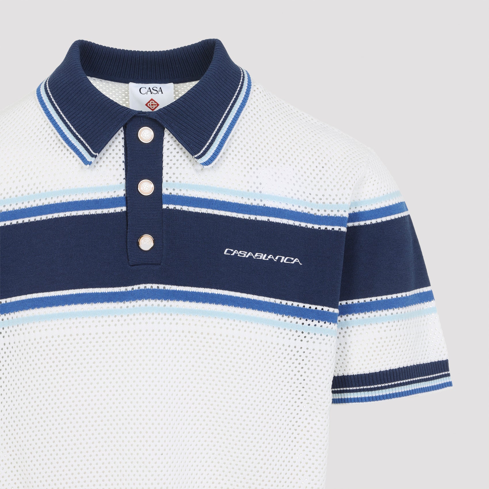 Casablanca Mesh Stripe Polo - MEN CLOTHING - Casablanca - T.Luxy