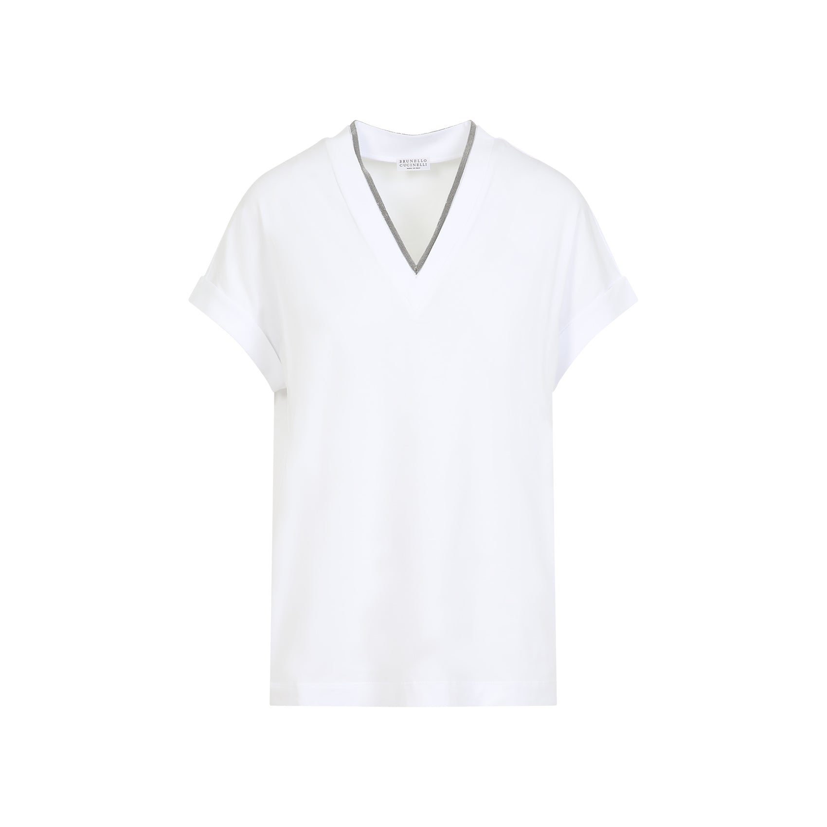 Brunello Cucinelli V - Neck Monile T-Shirt - WOMEN CLOTHING - Brunello Cucinelli - T.Luxy