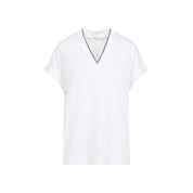 Brunello Cucinelli V - Neck Monile T-Shirt - WOMEN CLOTHING - Brunello Cucinelli - T.Luxy