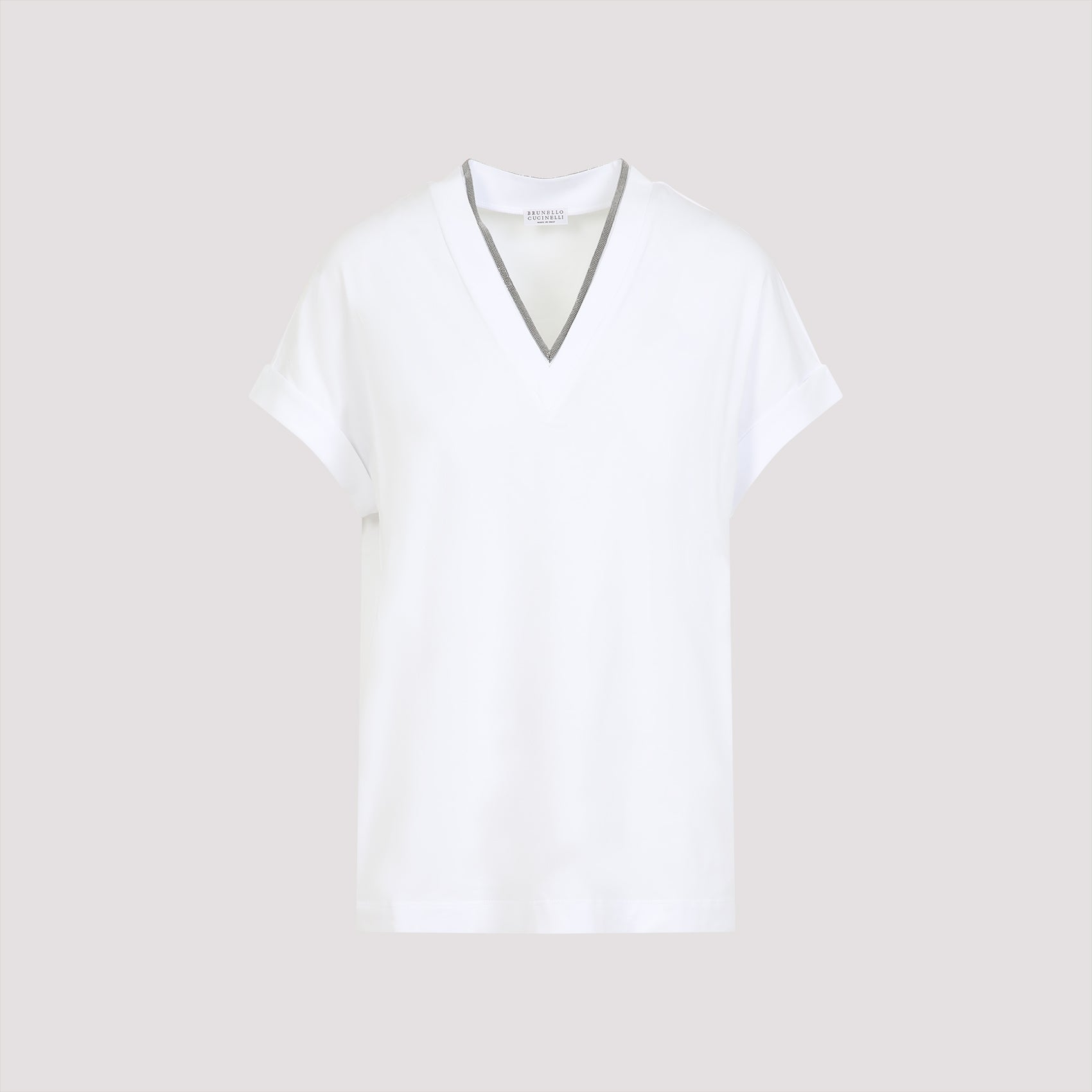 Brunello Cucinelli V - Neck Monile T-Shirt - WOMEN CLOTHING - Brunello Cucinelli - T.Luxy