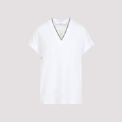 Brunello Cucinelli V - Neck Monile T-Shirt - WOMEN CLOTHING - Brunello Cucinelli - T.Luxy
