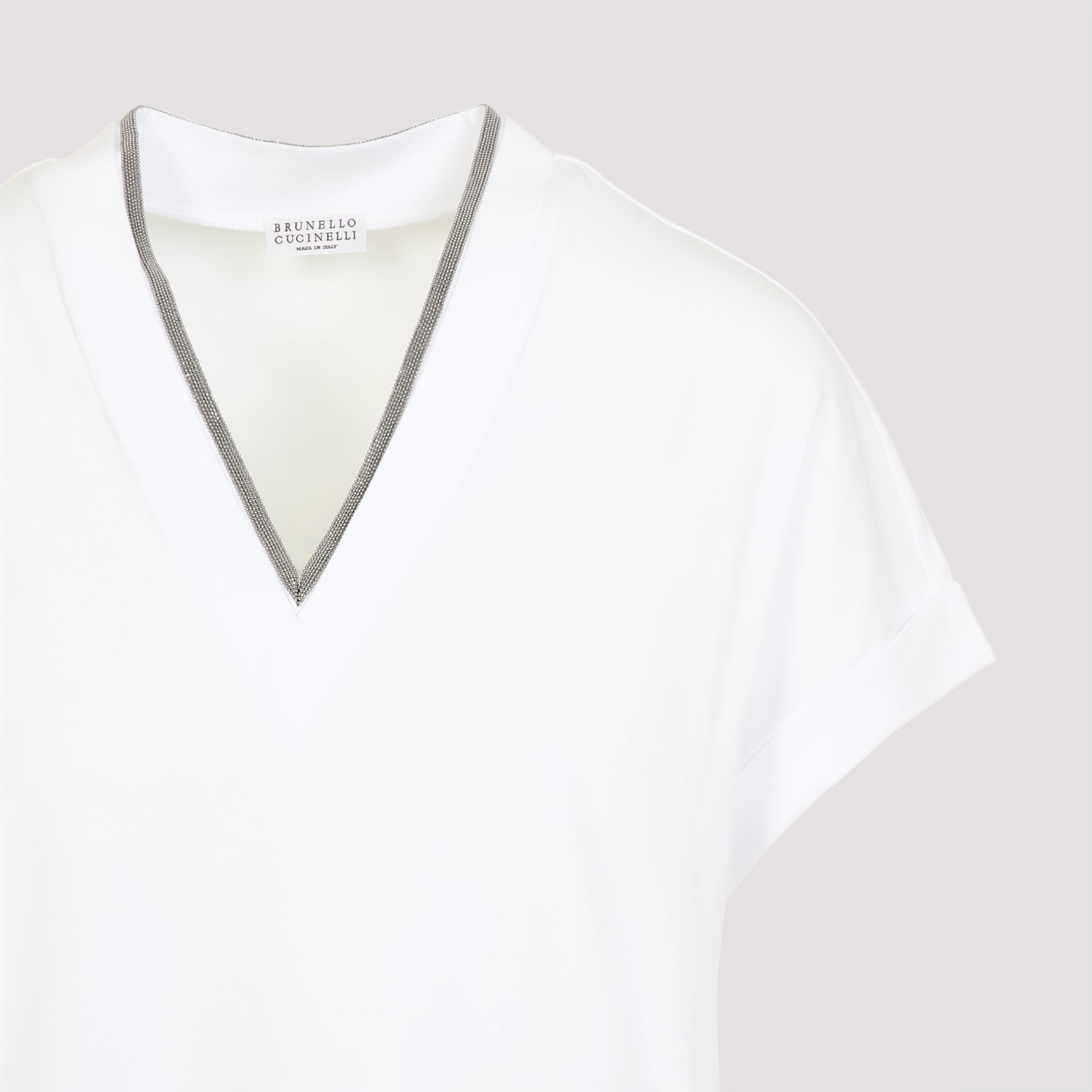 Brunello Cucinelli V - Neck Monile T-Shirt - WOMEN CLOTHING - Brunello Cucinelli - T.Luxy