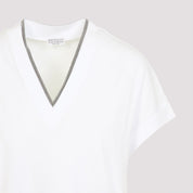 Brunello Cucinelli V - Neck Monile T-Shirt - WOMEN CLOTHING - Brunello Cucinelli - T.Luxy