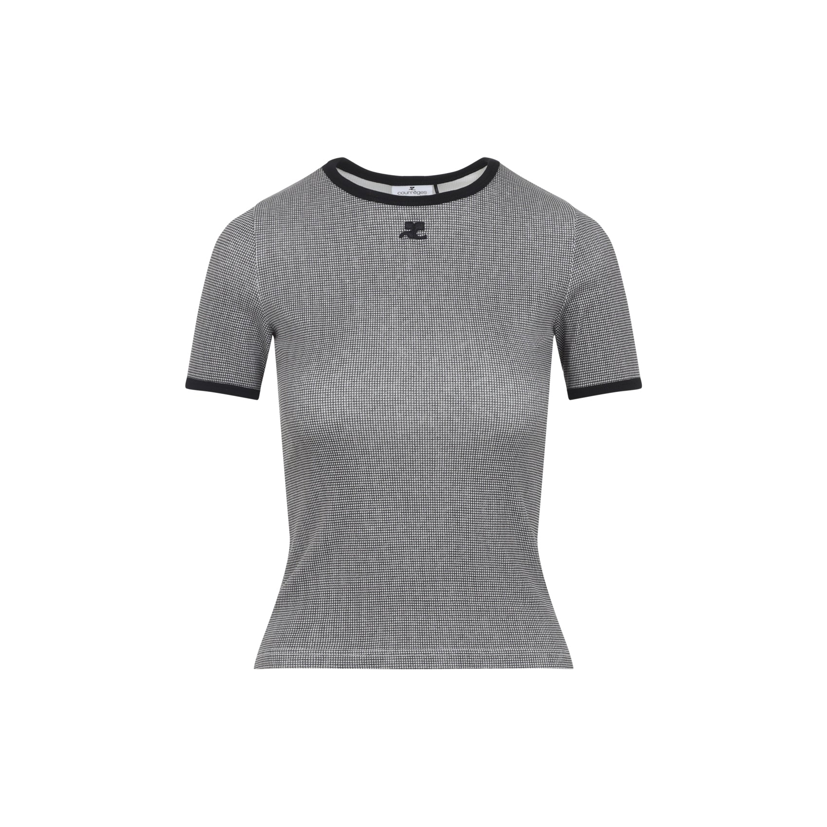 Courreges Houndstooth Contrast T-Shirt - WOMEN CLOTHING - Courreges - T.Luxy