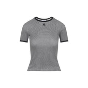 Courreges Houndstooth Contrast T-Shirt - WOMEN CLOTHING - Courreges - T.Luxy