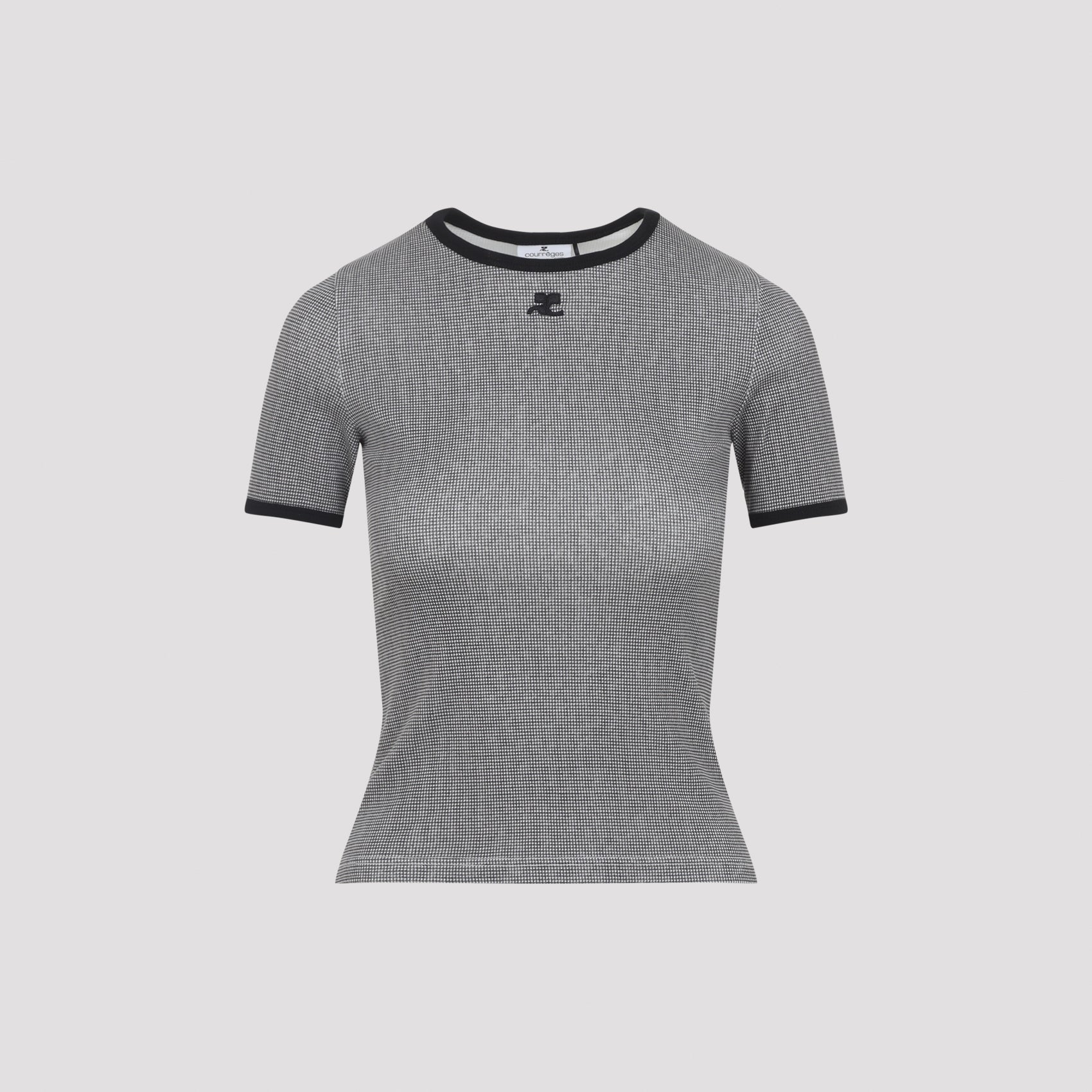 Courreges Houndstooth Contrast T-Shirt - WOMEN CLOTHING - Courreges - T.Luxy