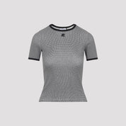 Courreges Houndstooth Contrast T-Shirt - WOMEN CLOTHING - Courreges - T.Luxy