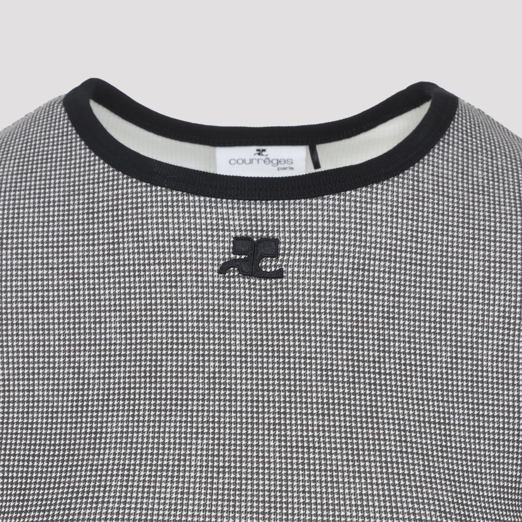 Courreges Houndstooth Contrast T-Shirt - WOMEN CLOTHING - Courreges - T.Luxy