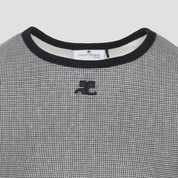Courreges Houndstooth Contrast T-Shirt - WOMEN CLOTHING - Courreges - T.Luxy