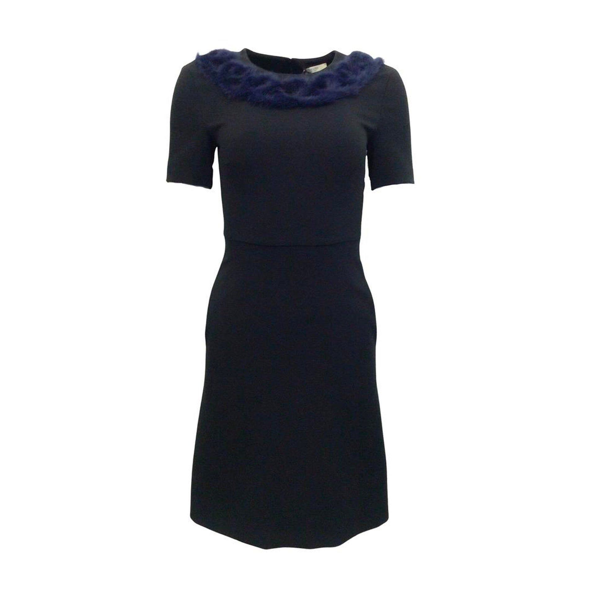 Fendi Knitted Mink Collar Dress