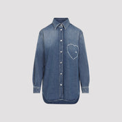 Moschino Heart Denim Shirt - WOMEN CLOTHING - Moschino - T.Luxy