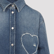 Moschino Heart Denim Shirt - WOMEN CLOTHING - Moschino - T.Luxy