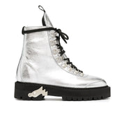Off-White Metallic Finish Ankle Boots