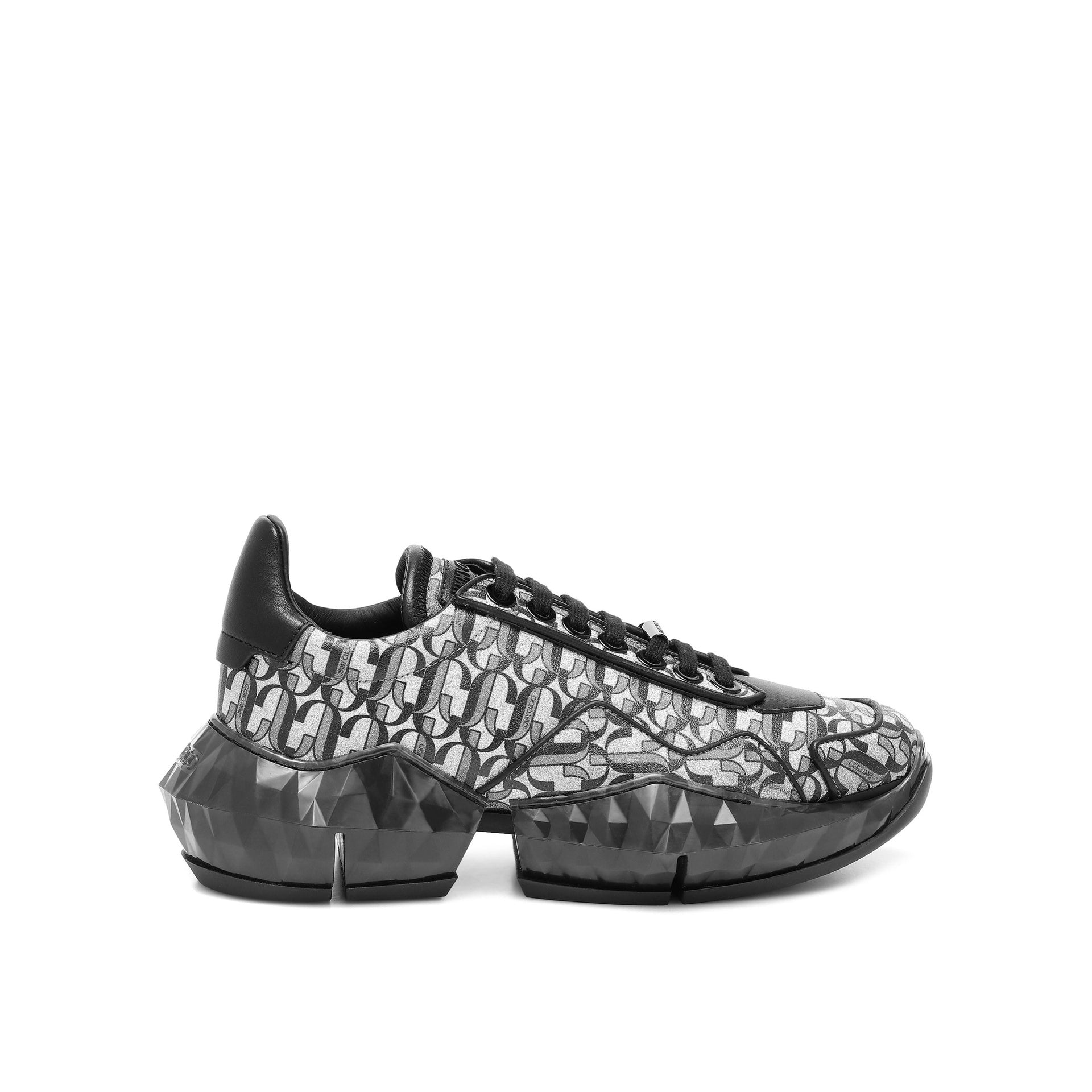 Jimmy Choo Diamond Monogram Glitter Sneakers - WOMEN SHOES - JIMMY CHOO - T.Luxy