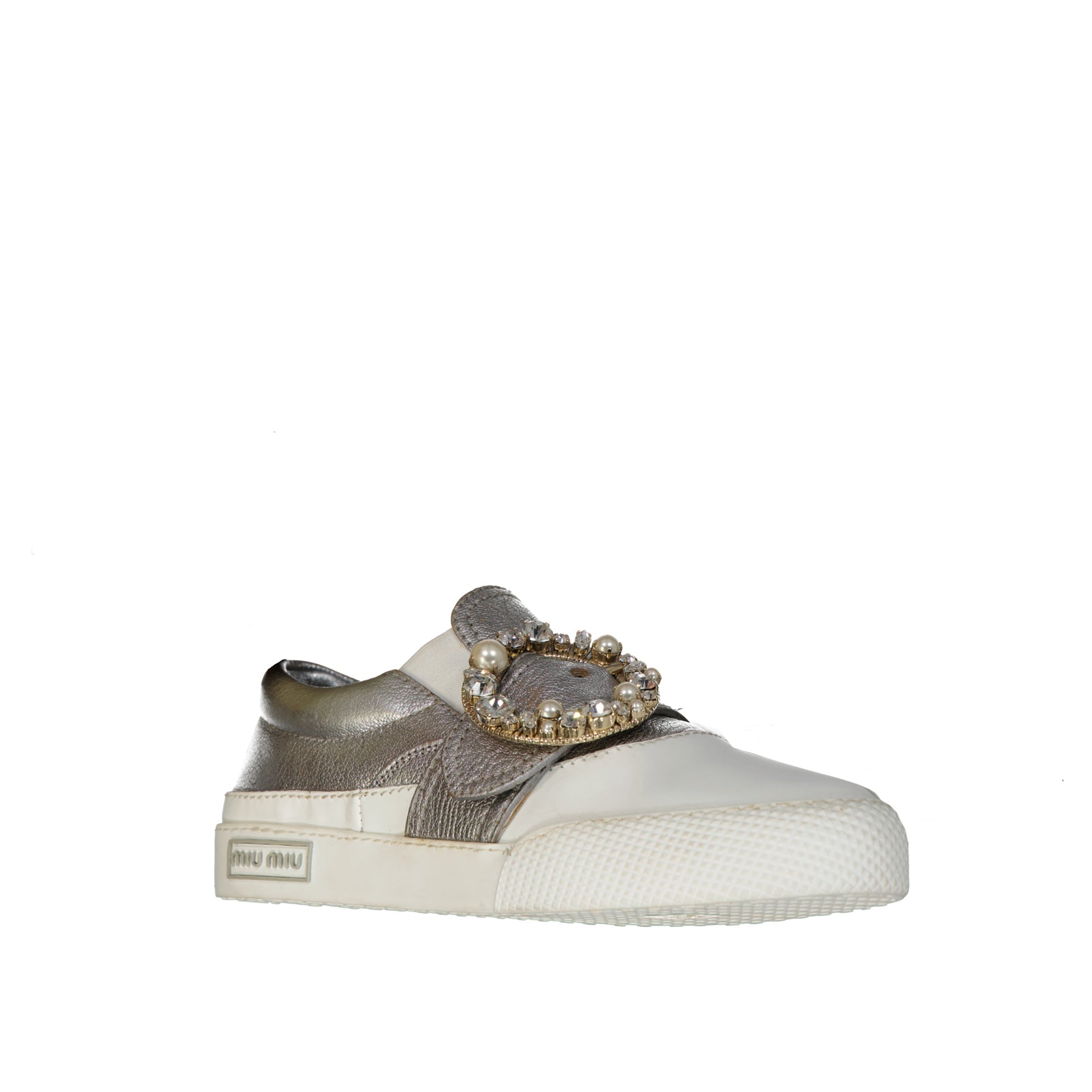 Miu Miu Leather Crystal Snekaers - WOMEN SHOES - MIU MIU - T.Luxy